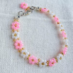 Daisy Straight Pink Beads Bracelet Handmade