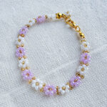 Daisy Straight Purple Beads Bracelet Handmade