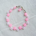 Daisy ZigZag Pink Beads Bracelet Handmade