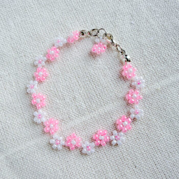 Daisy ZigZag Pink Beads Bracelet Handmade